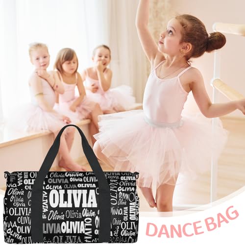 Custom Gym Dance Bag Full Names, Personalized Black Sports Bag - color: Black