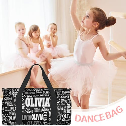 Custom Gym Dance Bag Full Names, Personalized Black Sports Bag - color: Black