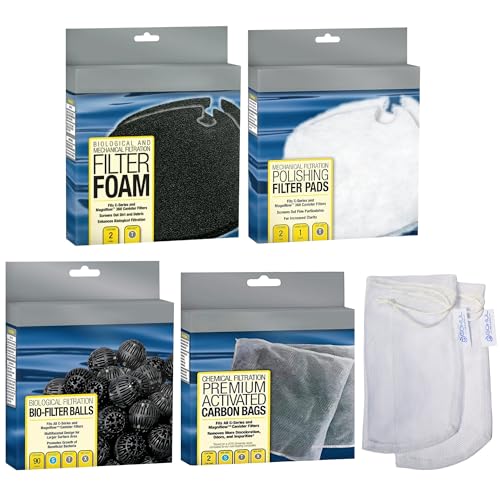 Magniflow 360 Canister Filter Rite-Size T Replacement Filter Media Kit, Including Gokul Brands Mesh Bags(Filter Media Balls, Carbon Bags, Polishing Pads, Filter Foam)