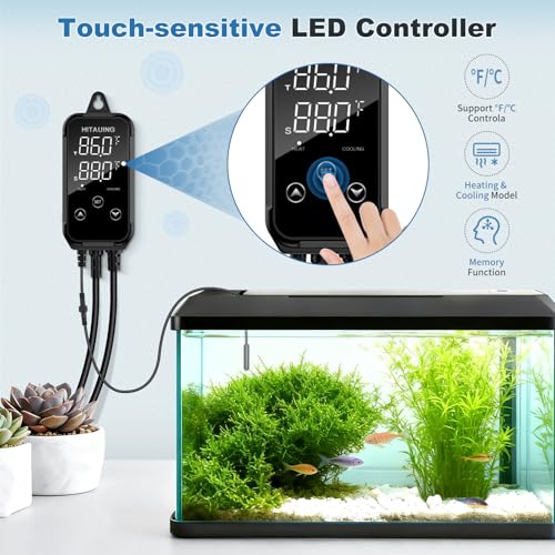 Digital Temperature Controller, Aquarium Heater Reptile Thermostat Heating and Cooling Dual Outlet with Seawater-Resistant Probe for Fish Tanks, Reptile Tanks, Greenhouse & Seedling Mat