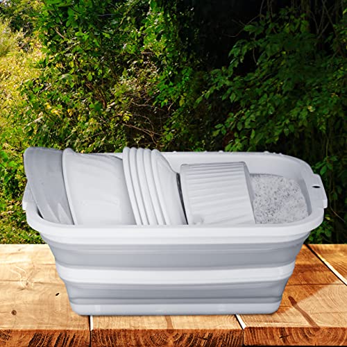 2 Pack Collapsible Bucket with 2.25 Gal / 8.5L Each, Plastic Tub, Portable Wash Basin for Home and Garden, Foldable Camp Sink with Upgrade Reinforced Hard Plastic Rim