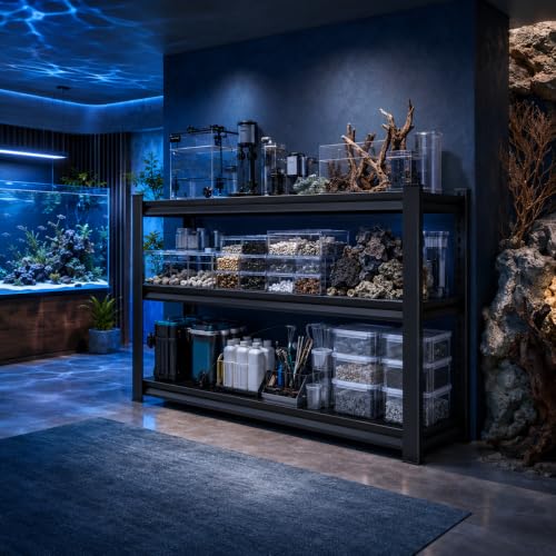 Aquarium Stand, Freestanding Fish Stand with Storage for Living Room, Heavy Duty Metal Shelving Fish Tank Holder for 30-40 Gallon Breeder Tanks, Black 3-Tier, 31.5" H×35.4" W×13.8" D - size: 3-Tier, 31.5"H×35.4"W×13.8"D