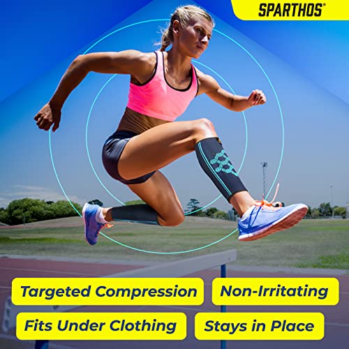 Sparthos Calf Compression Sleeves, Shin Splint Relief Men, Women - Blue-XL | Leg Compression Sleeves (1 Pair), Varicose Veins, Pain & Cramp Recovery, Air Travel, Nurses, Maternity, Running, Soccer - color: Cobalt Blue