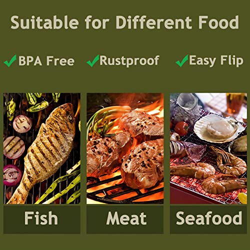 Fish Basket for Grilling- BBQ Basket Stainless Steel Barbecue Basket with Foldable Handle, Portable Outdoor/Camping Grilling Accessories, Grill Vegetable Basket for All Grills（13.2 X 8.6 Inches） - style: Fish Basket