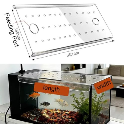 Acrylic Aquarium Canopy with Feeding Port - Customizable Ventilation Lid, Jump-Proof Pet Cover for Fish Tanks, Ideal for Aquatic Life and Easy Access - size: 31x16.5cm