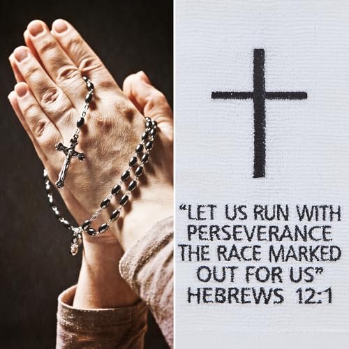 Christian Cross Football Towel Cotton,White Quarterback Qb Sports Towels,Bible Verse Football Towels for Football Jesus Faith - color: Hebrews 12:1