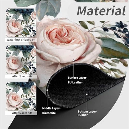 Kitchen Sink Splash Guard，Pink roses, blue hydrangeas-1 Faucet Mat Sink Gadgets-Super Absorbent Fast Drying Mat Drip Catcher for Kitchen, Bathroom,Sink Mat, Dish Drying Mat, Bathroom(15" X 5.5" ) - color: Pink roses, blue hydrangeas-1
