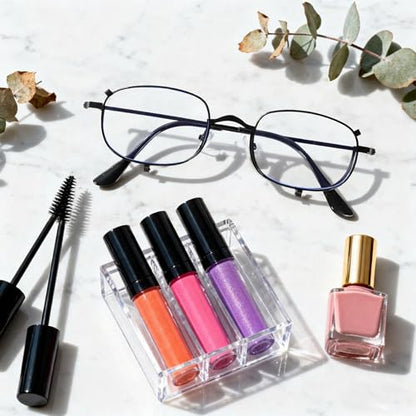 Makeup Reading Glasses for Women Metal Frame Flip Down Magnifying Cosmetic Readers Blue Light Blocking - color: Black