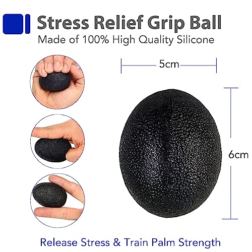 Grip Strength Trainer Kit with Finger Exerciser, Hand Grip Strengthener, Hand Extension Exerciser, Stress Relief Ball, Grip Ring, Gyro Ball for Muscle Building and Injury Recover - color: Blue&Black