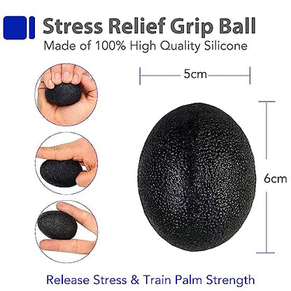 Grip Strength Trainer Kit with Finger Exerciser, Hand Grip Strengthener, Hand Extension Exerciser, Stress Relief Ball, Grip Ring, Gyro Ball for Muscle Building and Injury Recover - color: Blue&Black