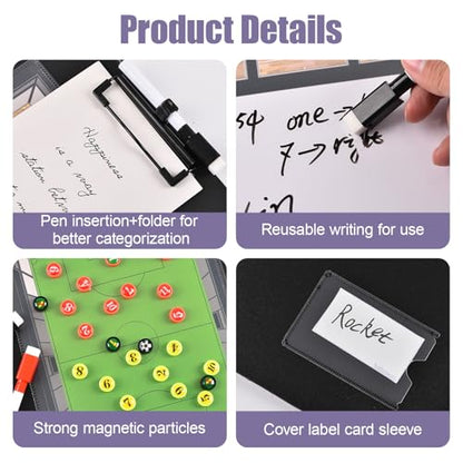 Futsal Coaching Board, Magnetic Soccer Coaching Board Double-Sided Dry Erase, Futsal Tactics Clipboard for Coaches, Portable Soccer Whiteboard with Magnets Marker Pen Eraser - size: Upgraded Set - Futsal