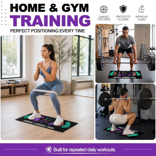 Squat Mat with Foot Position, Non-Slip Workout Mat for Safe Squat - color: Purple Black