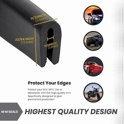Edge Trim Rubber, Fits Edge up to 1/16 inch (1.6mm), Length 10 Feet (3.05 Meter)