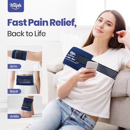 Hilph Ice Packs for Injuries Reusable, 2 Gel Packs & Adjustable Sleeve