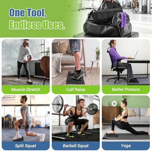 ODCPN Squat Wedge Block, 5 Adjustable Angles Slant Board for Calf Stretching with Stretching Strap & Poster, 520 LBS Heel Elevated Squat Wedge Capacity for Yoga, Ankle Physical Therapy & Mobility
