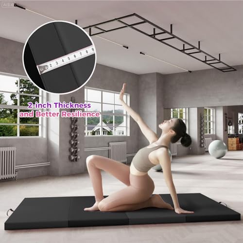 Folding Gymnastics Mat, 6x3Ft/6x2Ft Thick Portable Exercise and Tumbling Pad for Home Gym, Pilates, Aerobics and Martial Arts, 4-Panel Folding Floor Mat - size: 4-fold 6x2Ft