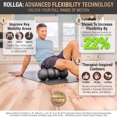 Rollga - High Density Foam Roller for Exercise & Back Pain, 18 inches - color: Purple