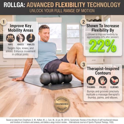 Rollga - High Density Foam Roller for Exercise & Back Pain, 18 inches - color: Purple