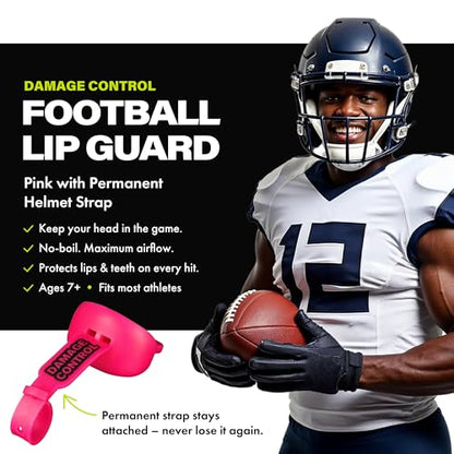 DAMAGE CONTROL Pacifier Football Mouth Guard – Permanent Strap – Hot Pink - color: Hot Pink