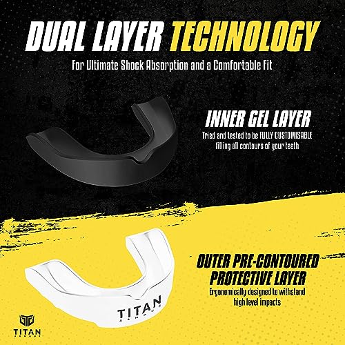 Mouth Guard Boxing, Dual-Layer Boil & Bite Mouthguard, Adult | Premium Dual-Layer | Case Included | Adult & Youth Custom-Fit Mouthpiece | Football, MMA, Hockey, Lacrosse, BJJ, Basketball - color: White, size: Adult Age 11+