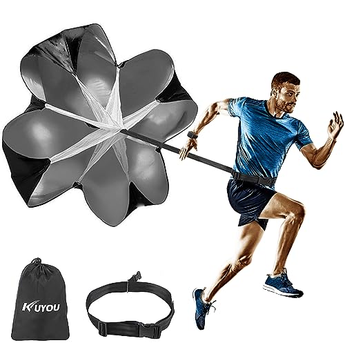 KUYOU Running Speed Training Speed Chute Resistance Parachute for Speed and Acceleration Training Fitness Explosive Power Training 56-Inch - style: 1 Resistance Parachute + 1 Adjustable Belt