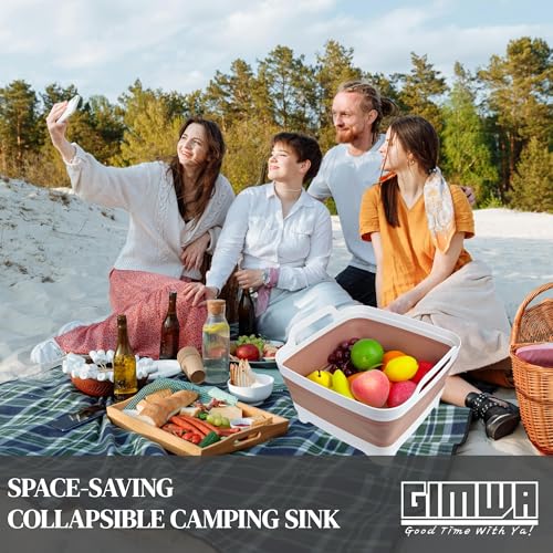Collapsible Wash Basin for Baby Bottles - 2.4 Gallons Portable Wash Bin for RV Camping Sink, Space-Saving Dish Tub (Mocha) - color: Mocha