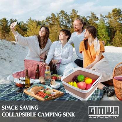 Collapsible Wash Basin for Baby Bottles - 2.4 Gallons Portable Wash Bin for RV Camping Sink, Space-Saving Dish Tub (Mocha) - color: Mocha