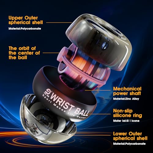 JIN BD Auto-Start Wrist Ball – GYRO Ball Trainer - color: Silver-Metal
