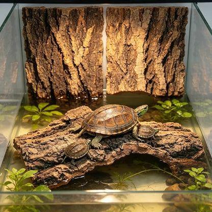 4PCS Reptile Cork Bark, Natural Cork Terrarium Background Reptile Climbing Mat Habitat Decor for Turtles, Lizards, Bearded Dragons, Chameleons