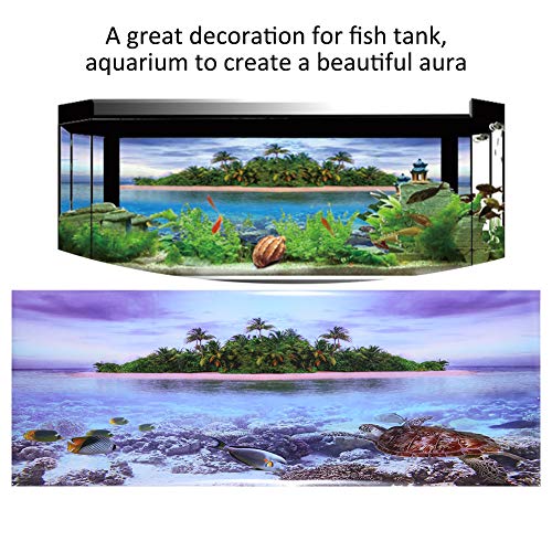 Zerodis Aquarium Background Poster, PVC Aquarium Decoration Sticker Beach Backdrop Decoration Paper 3D Effect Adhesive Decor Paper Sticker for Aquarium Background (91 * 50cm) - size: 91*50cm
