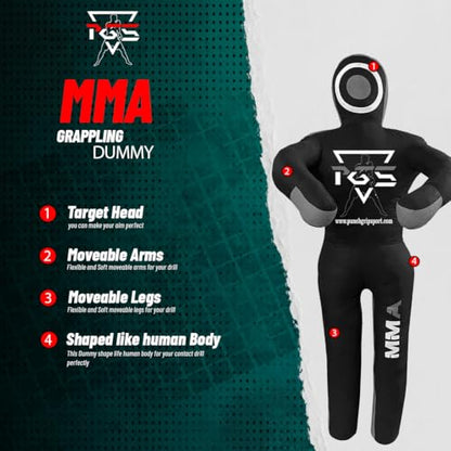 MMA Grappling Dummy Brazilian JIU Jitsu BJJ Punching Bag for Self Defense Wrestling Judo Karate Boxing Throwing Submission Standing Position - UNFILLED - color: Black Grey, size: 4FT / 47"