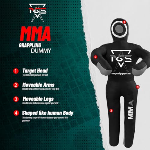 MMA Grappling Dummy Brazilian JIU Jitsu BJJ Punching Bag for Self Defense Wrestling Judo Karate Boxing Throwing Submission Standing Position - UNFILLED - color: Black Grey, size: 5FT / 59"