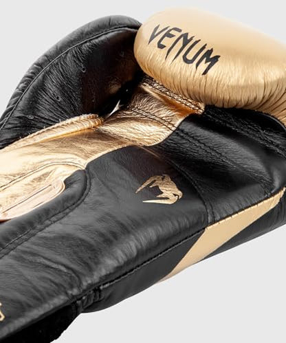 Venum Hammer Pro Boxing Gloves - color: Black/Gold, size: 14oz, style: Hook and Loop