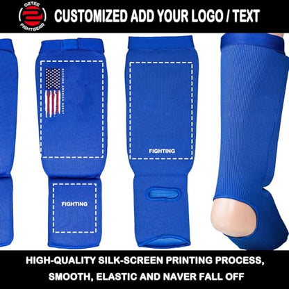 O2TEE Custom MMA Shin Pads Make Your Own Protective Shin Guards for Muay Thai Kickboxing Sparring and Training, for Adults, Kids, and Youth - color: black
