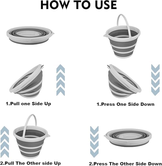 Collapsible Bucket, 2.6 Gallon (10L) Portable Water Pail, Foldable Design with Handle, for Garden, Car Wash, Camping