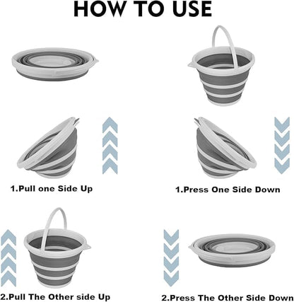 Collapsible Bucket, 2.6 Gallon (10L) Portable Water Pail, Foldable Design with Handle, for Garden, Car Wash, Camping