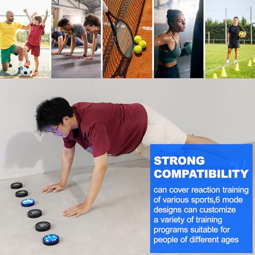 Portable Sports Agility Light,Flash Reflex Training Kit-6PCS,8-12cm Sensing Distance/5 Light Colors, 6 Modes Reaction Time Training Reaction Lights- Improve Reflex/Sports Agility
