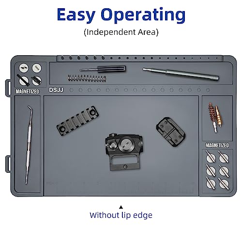Gun Cleaning Mat, Premium Magnetic Pad With Organizer Parts Tray, Anti-Slip Rubberized Pistol Mat, Protective Workbench Mat for Gun Cleaning (16.5"x 10.43")