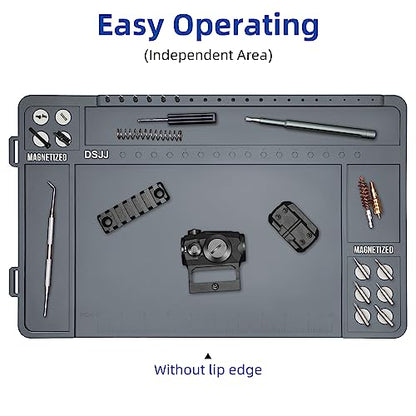 Gun Cleaning Mat, Premium Magnetic Pad With Organizer Parts Tray, Anti-Slip Rubberized Pistol Mat, Protective Workbench Mat for Gun Cleaning (16.5"x 10.43")