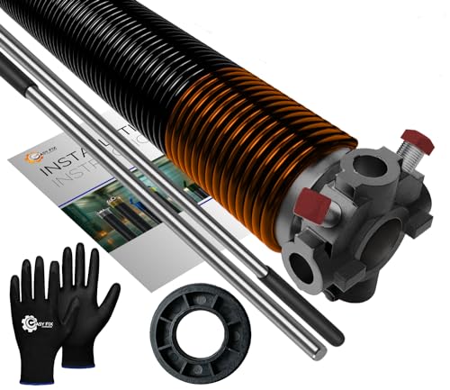 Garage Door Torsion Spring 192x2x24 Replacement for Right Side of Garage Door with 1" Nylon Bushing, Winding Bars, and Gloves Precision E-Coating 5-Year Warranty Min. 30,000 Cycles (Black Cone) - color: Black Cone (Right Side), size: 192x2x24