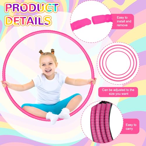 Poen 2 Pcs Detachable 23" Hoop and 7.3 Ft Jump Rope Set - color: Rose Pink