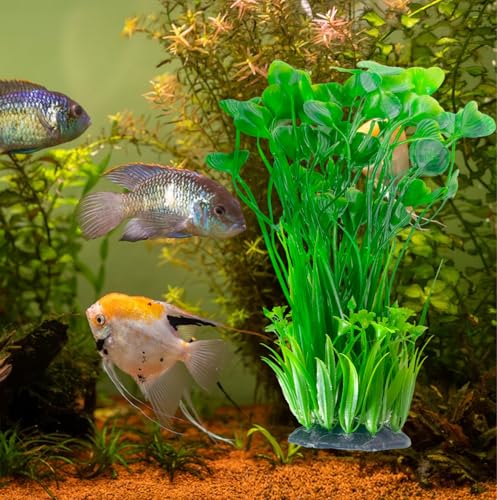 Large Plastic Aquarium Plants,2 Pcs Tall Fish Tank Plants Decor Artificial Seaweed Water Plant Ornament Freshwater and Saltwater Extra Large Aquarium Plant Decorations for Small Tanks