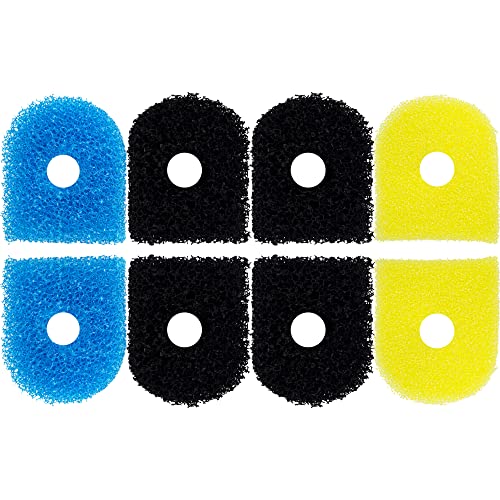 8 Pack Replacement Filter Sponges Compatible with Kulife Aquarium Filters, 2 Coarse Sponge, 4 Carbonized Sponge, 2 Fine Sponge