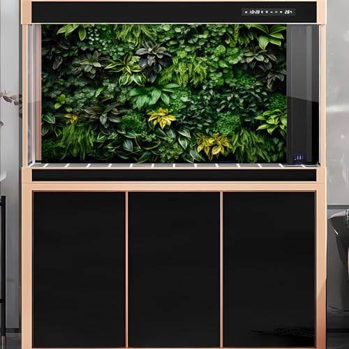 2 Packs Rock Wall Reptile Tank Background Lush Green Tropical Leaves Aquarium Background Nature's Embrace Tropical Green Plants Fish Tank Backgrounds Moss Wall Reptile Enclosure Backgrounds 30x18in - color: Green, size: 30(W)x18(H)in