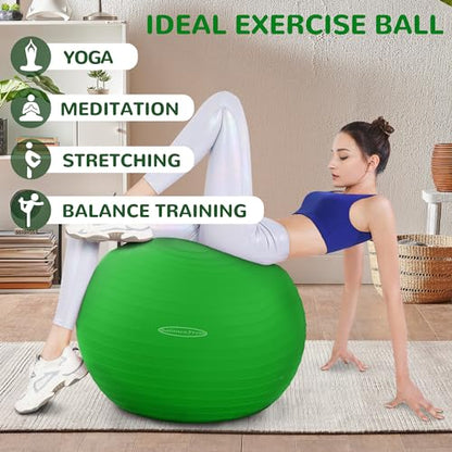 Fitvids Anti-Burst and Slip Resistant Exercise Ball Yoga Ball Fitness Ball Birthing Ball with Quick Pump - color: Green, size: XXL(31-34in/78-85cm)