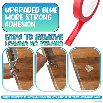 10ft Sharp Edge Protector Strip & 4 Clear Corner Guards for Furniture – Thick Cushion, Peel & Stick with Double-Sided Tape – Removable Table Corner Protectors for Sharp Edges, Cabinets & Countertops