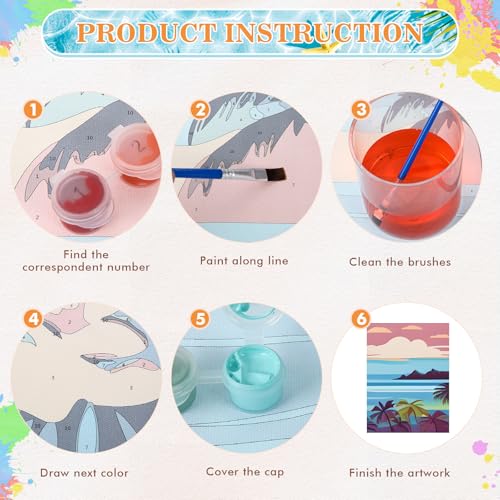 Humyoun 12 Pack 9 x 12 Inch Paint by Numbers Kit for Adults Beginners DIY Acrylic Oil Painting Paint by Number Kits Drawing Paintwork on Canvas Without Frame for Home Decor(Hawaiian Style)
