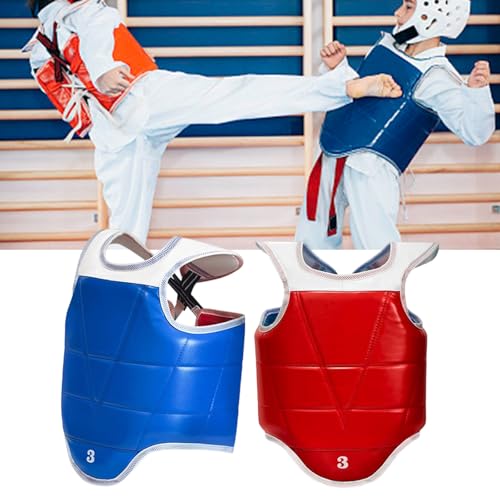 Taekwondo Chest Guard Breathable Polyester Adjustable Fit Training Gear Leather Taekwondo Protectors Perfect for Adults PU Martials Art Chest Guard Adjustable