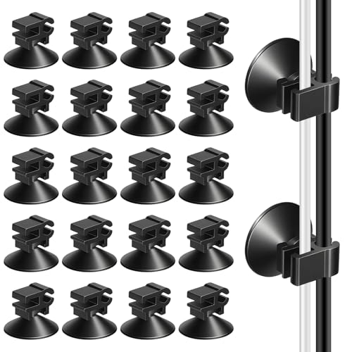 20 Pcs Aquarium Suction Cups with Clips Small Suction Cup Wire Holder Fish Tank Air Pump Accessories for 3/16" Air Hose Holder