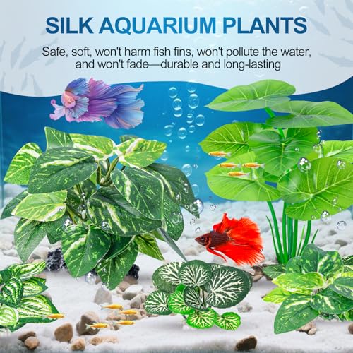 12 Pcs Betta Fish Tank Decor，Silk Aquarium Plants Green Fish Tanks Decoration Plants, Aquarium Decorations Green Plants - size: 12 Pcs Silk Aquarium Plants（Style A）